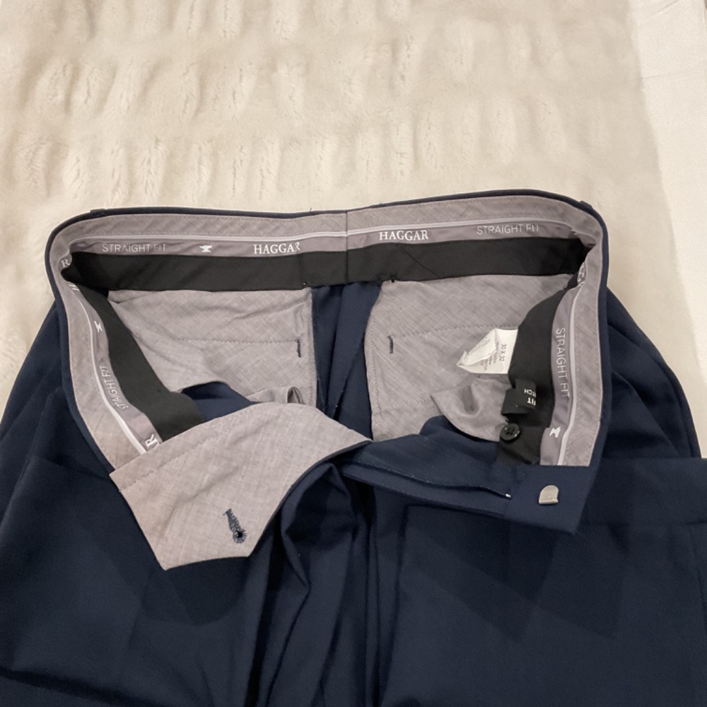 Haggar Straight Fit Size 30x32 Mens Dress Pants Navy Blue - Picture 5 of 10